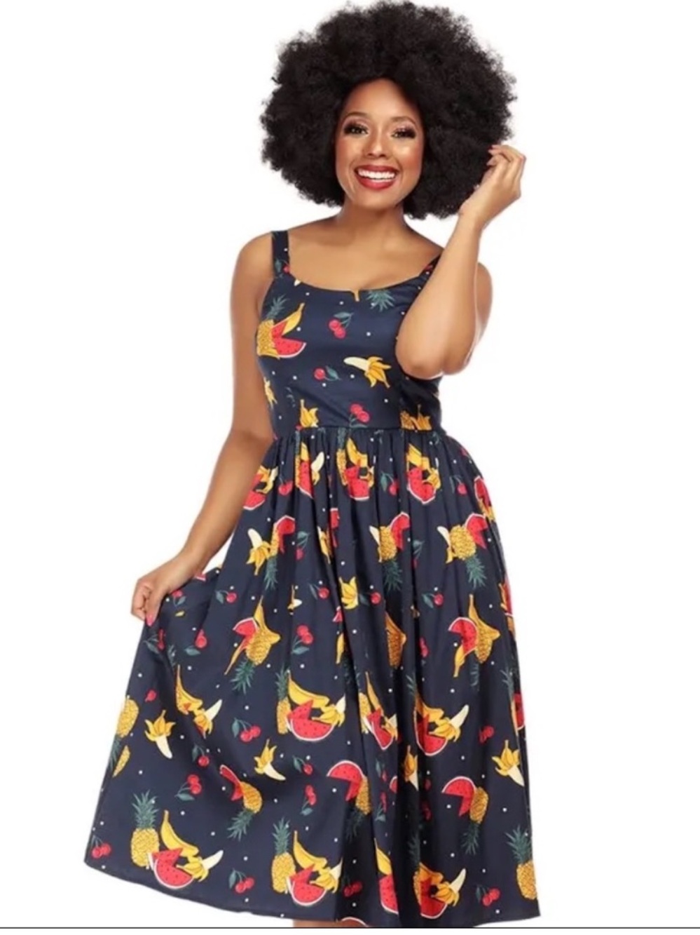 Modcloth x collectif Lauren polka fruit swing dress! Size medium. UK 12